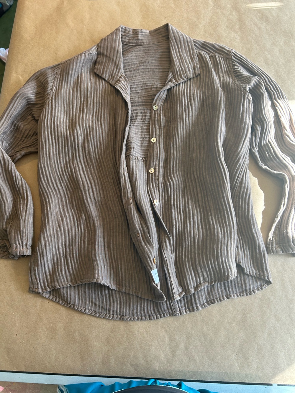 Women’s Taupe Textured Button-Down Shirt